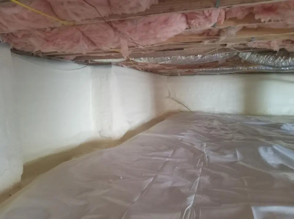 Crawl space encapsulation with closed-cell spray foam for Metal Roof Coating in Groton