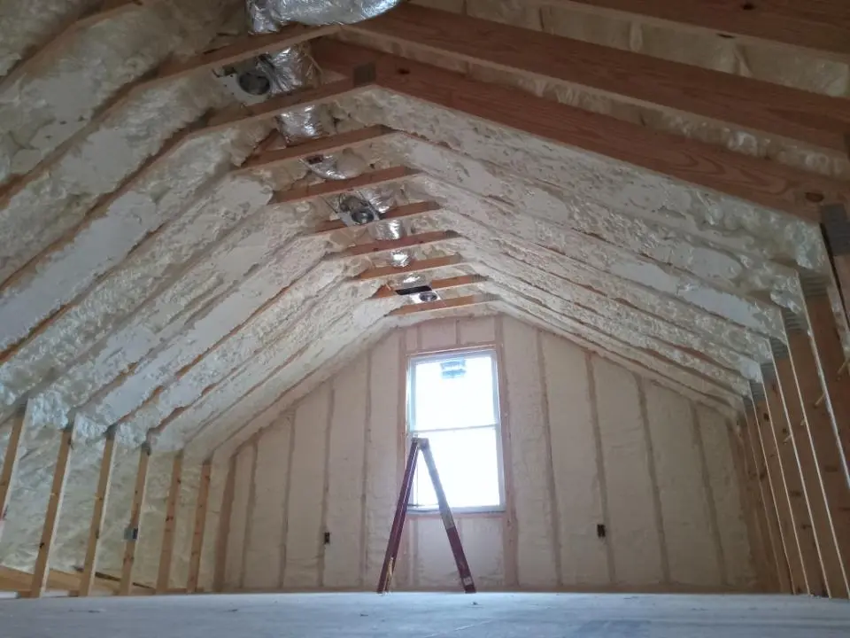 Spray foam roofing application for Crawl Space Insulation project in Groton